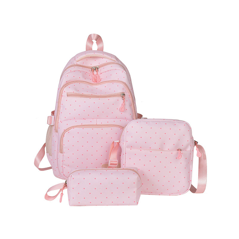 Spring Good-looking Cute Refreshing Polka Dot Large Capacity Backpacks