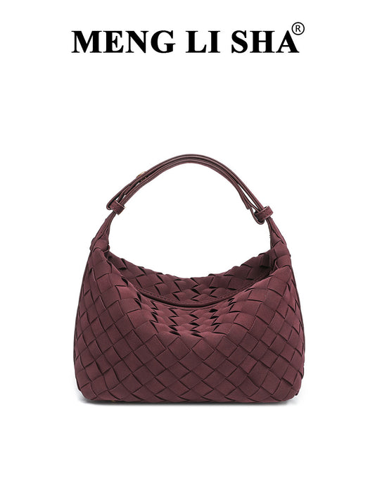 Women's Matte Leather Texture Woven Portable Lunch Atmosphere Food Basket Bags