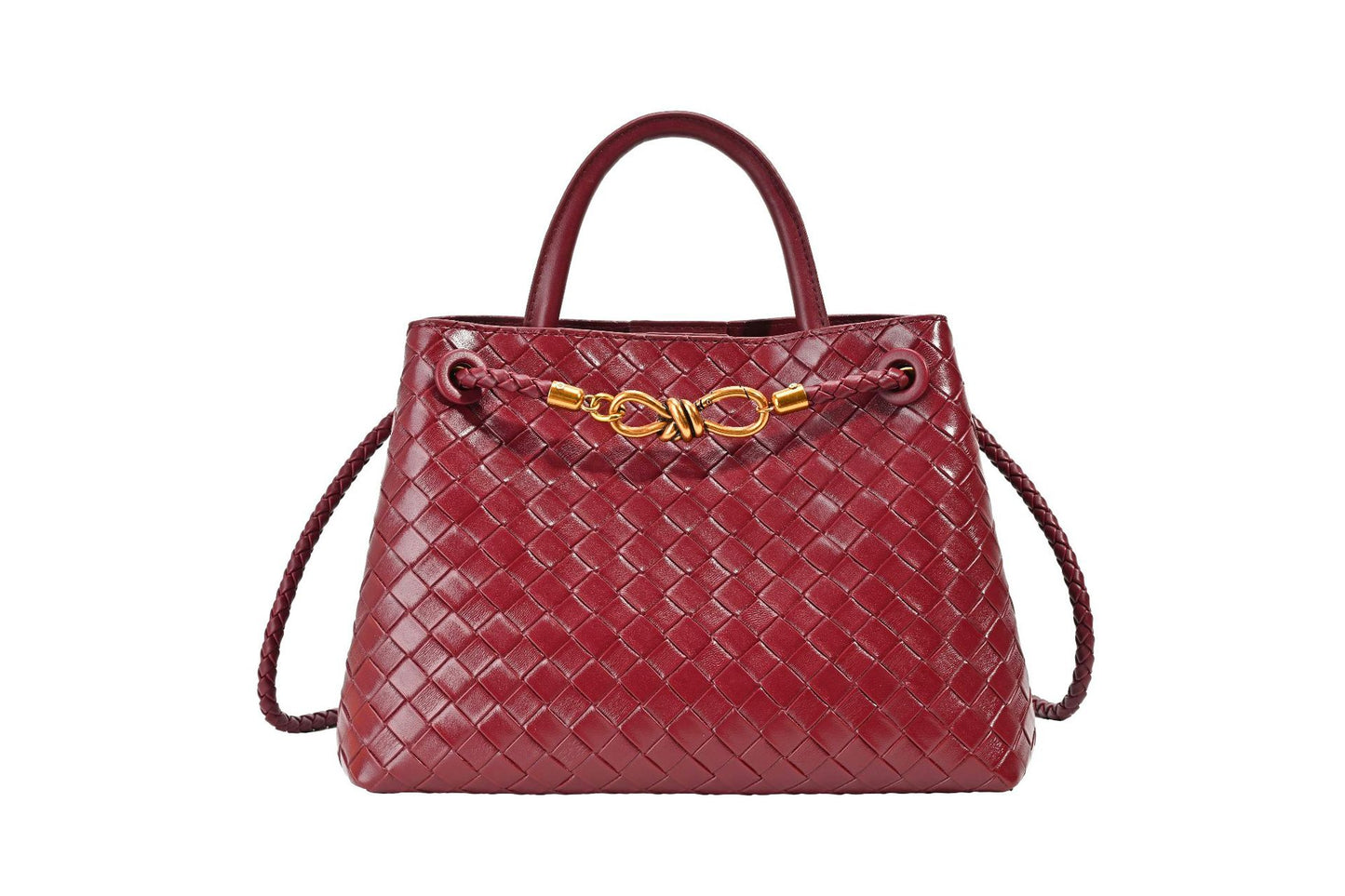 Women's Niche High Sense Metal Cord Fastener Woven Women's Handbag