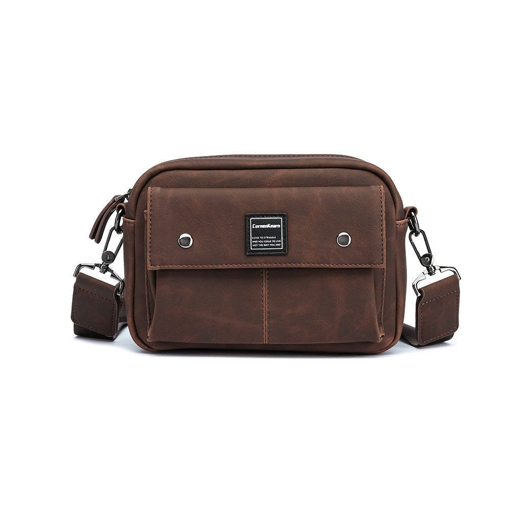 Men's Fashion Leather Green Korean Style Batch Men's Messenger Bag