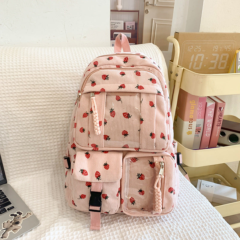 Good-looking Female College Cute Strawberry Junior High Leisure Backpack