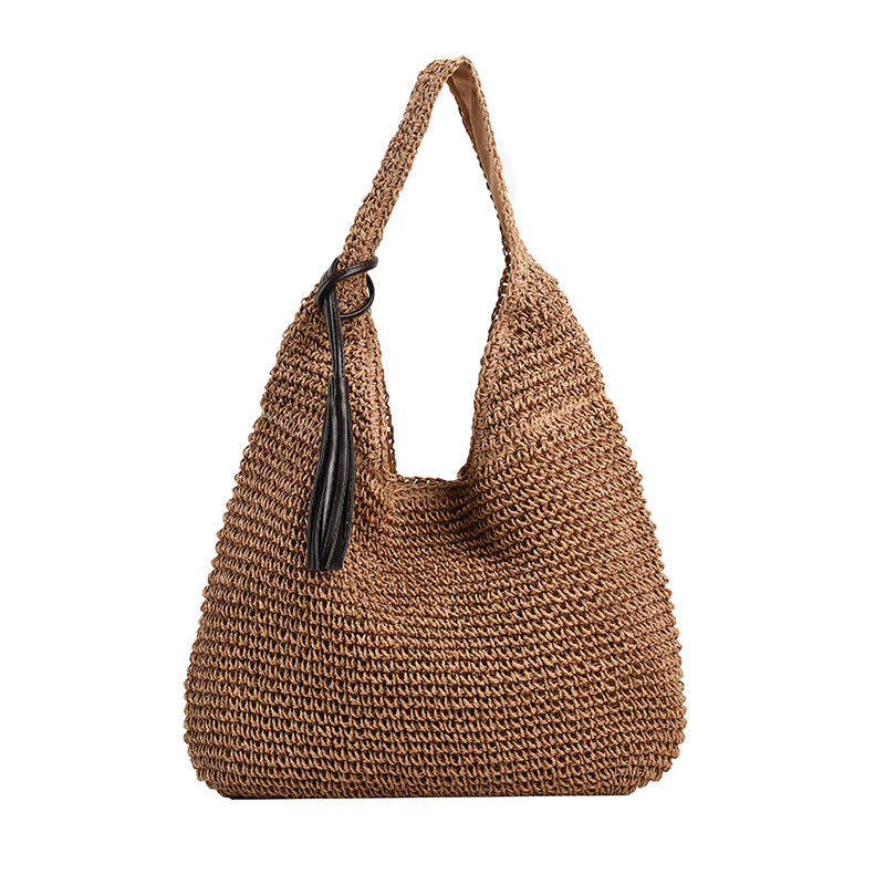 Women's Korean Style Large Capacity Straw Woven Mori Retro Seaside Bags