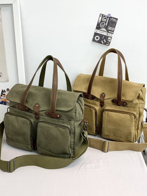 Men's Portable Business Computer Canvas With Crazy Men's Messenger Bag