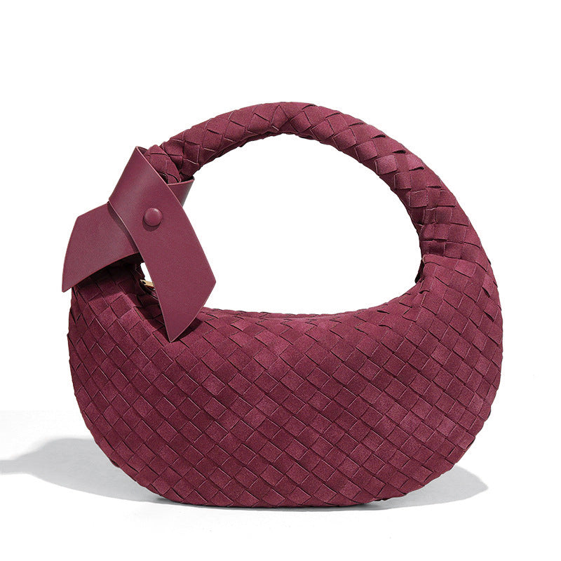 Suede Dumpling Hand-woven Knotted Clutch High-grade Underarm Bag