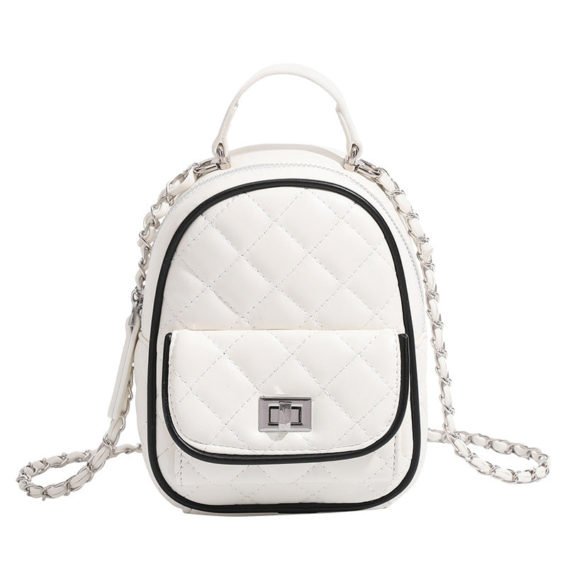 Rhombus Embroidery Thread Size Portable Fashion Women's Backpack
