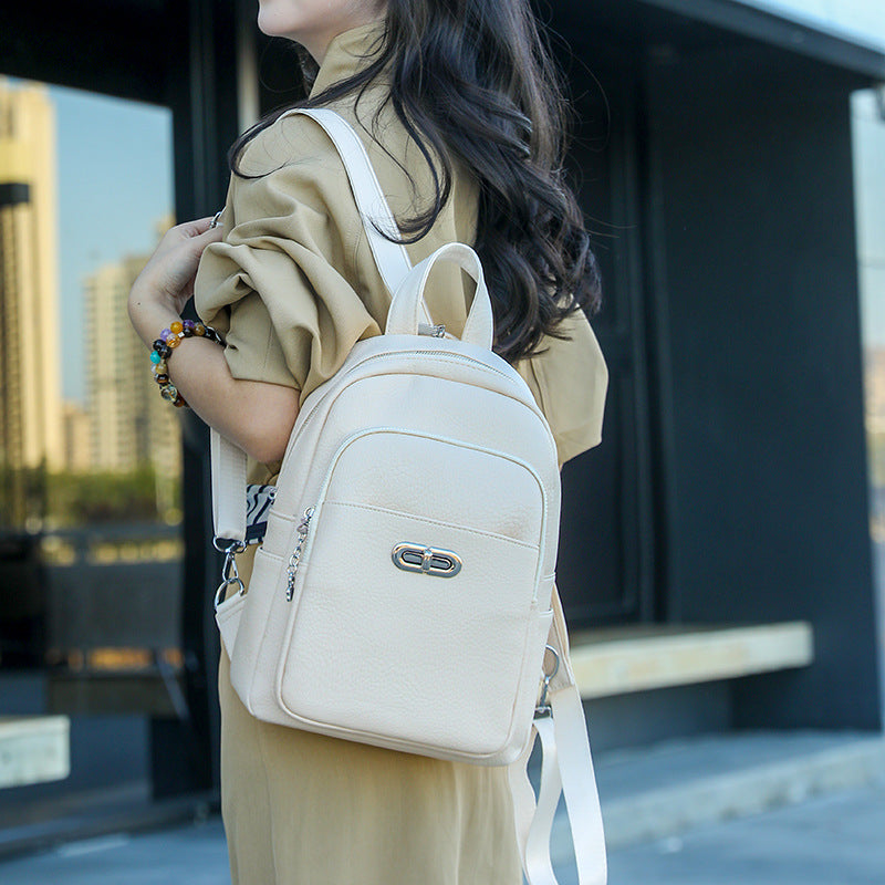 Women's Korean Fashion Solid Color Simple Retro Women's Backpack