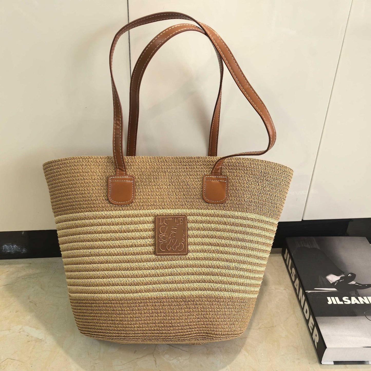 Version Striped Large Capacity Hand-held Hand-woven Vacation Shoulder Bags