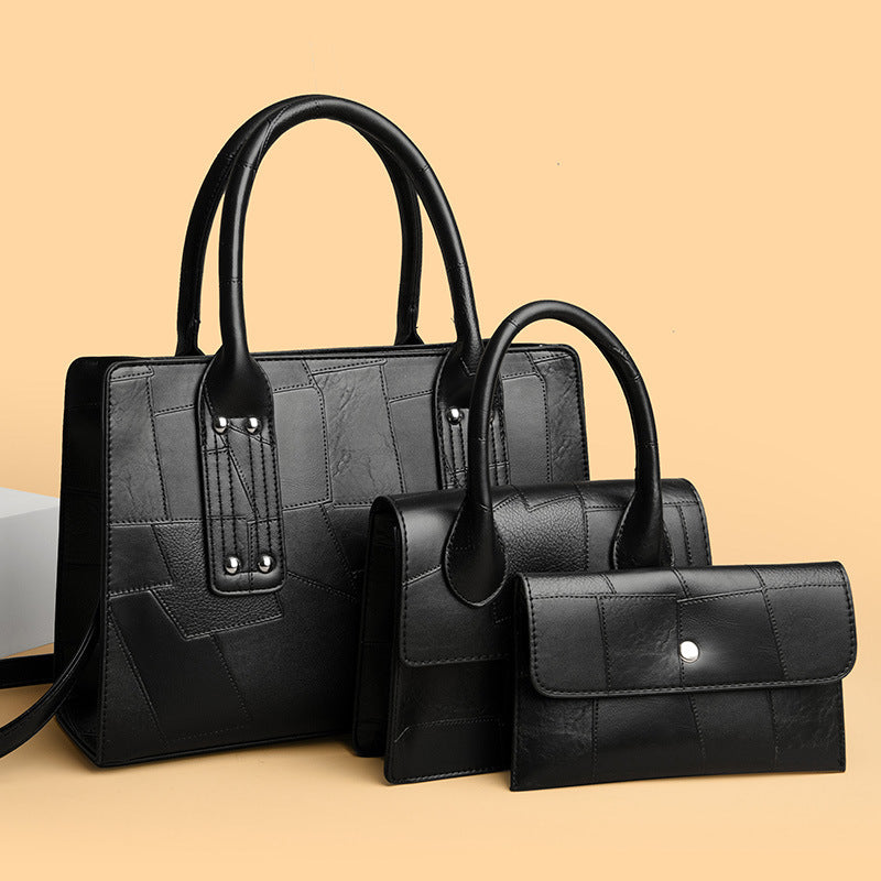 Women's Retro Large Capacity Match Sets Stitching Women's Handbag
