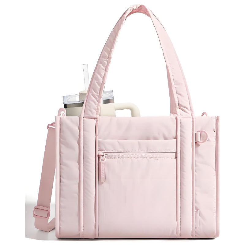 Women's Cotton Filling Fluffy Quilted With Zipper Handbags