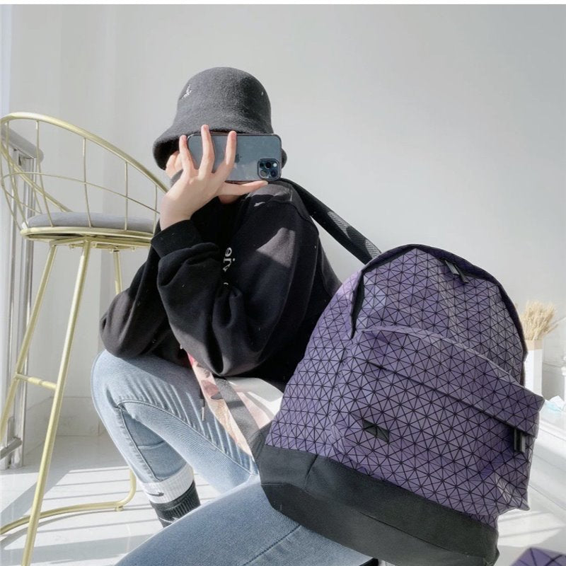 Women's & Men's Home Geometric Rhombus Silicone Large Capacity Computer Leisure Backpack