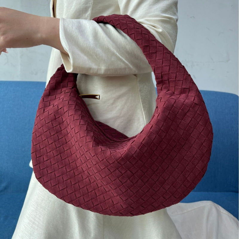 Large Frosted Woven Handmade Underarm Commute Shoulder Bags
