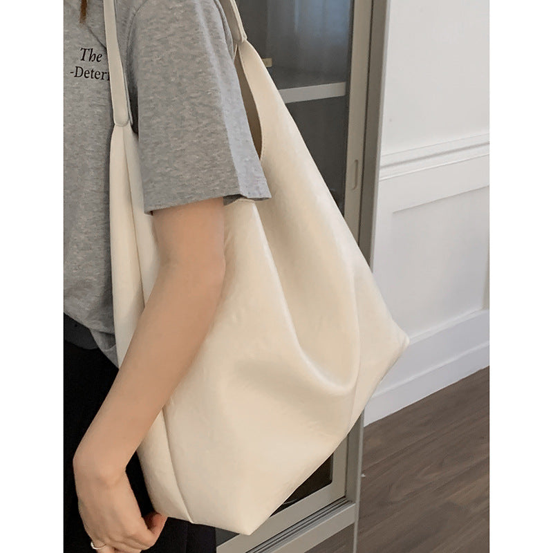 Women's High-grade Commuter Solid Color Simple Large Tote Bags