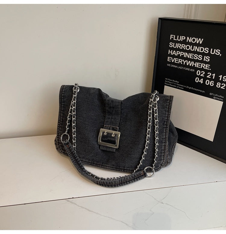 Women's Denim Fashion Large Capacity Chain High-grade Shoulder Bags