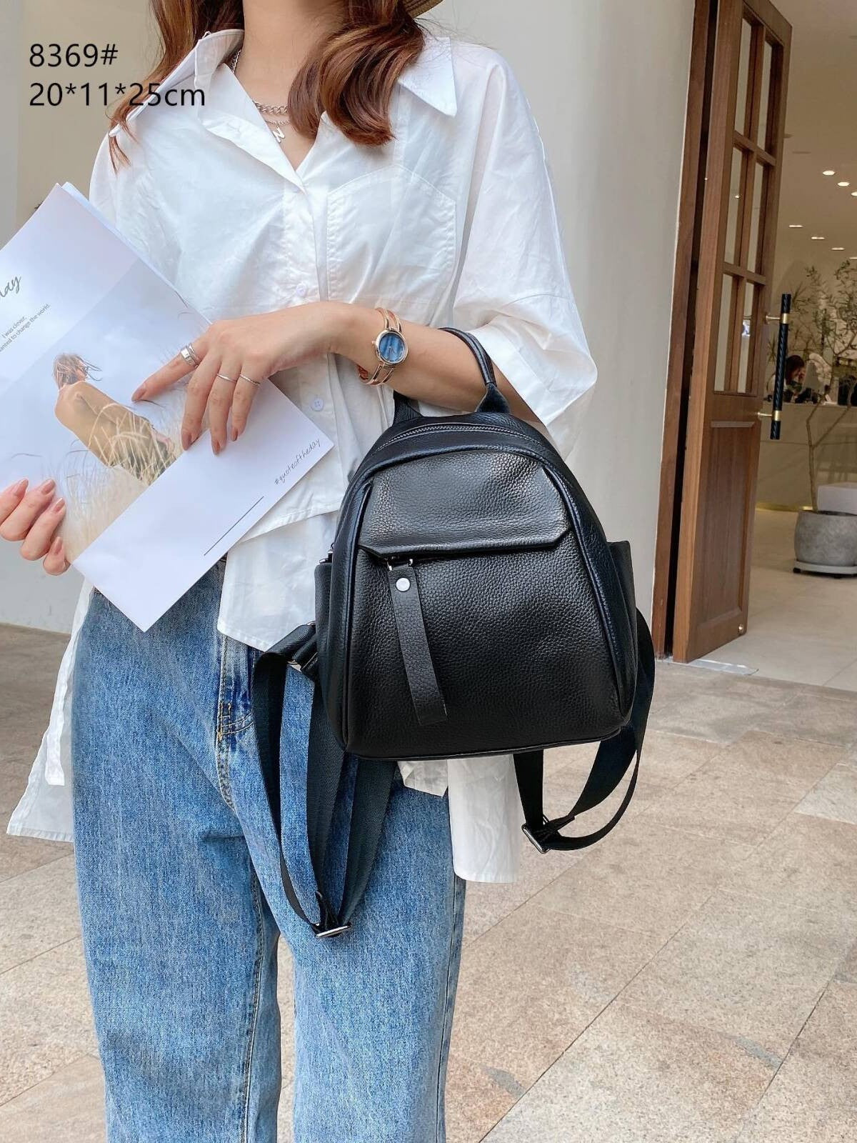Women's Korean Soft Leather Fashion Artistic Women's Backpack