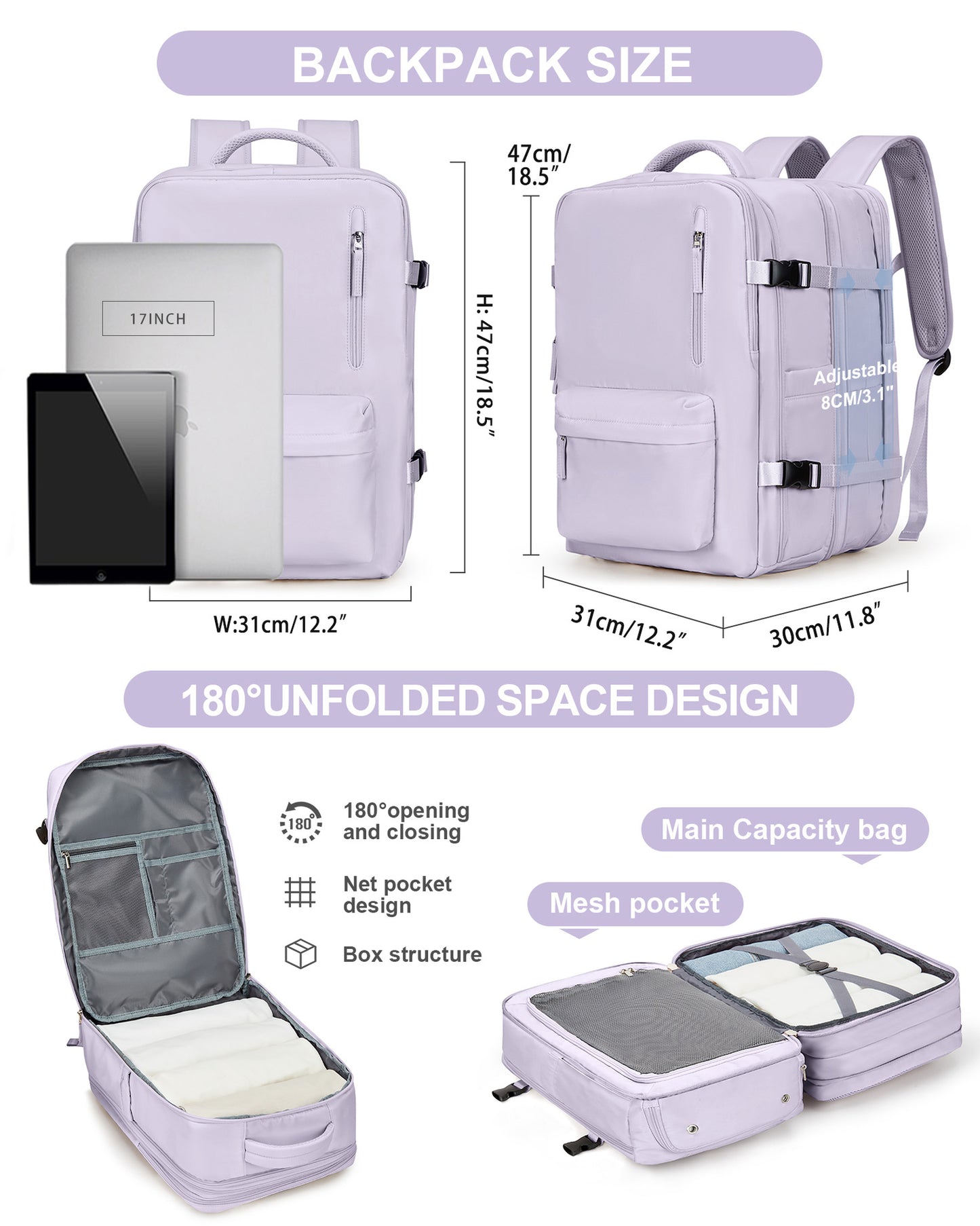 Men's Large Capacity Scalable Multifunctional Vacuum Compression Business Leisure Backpack