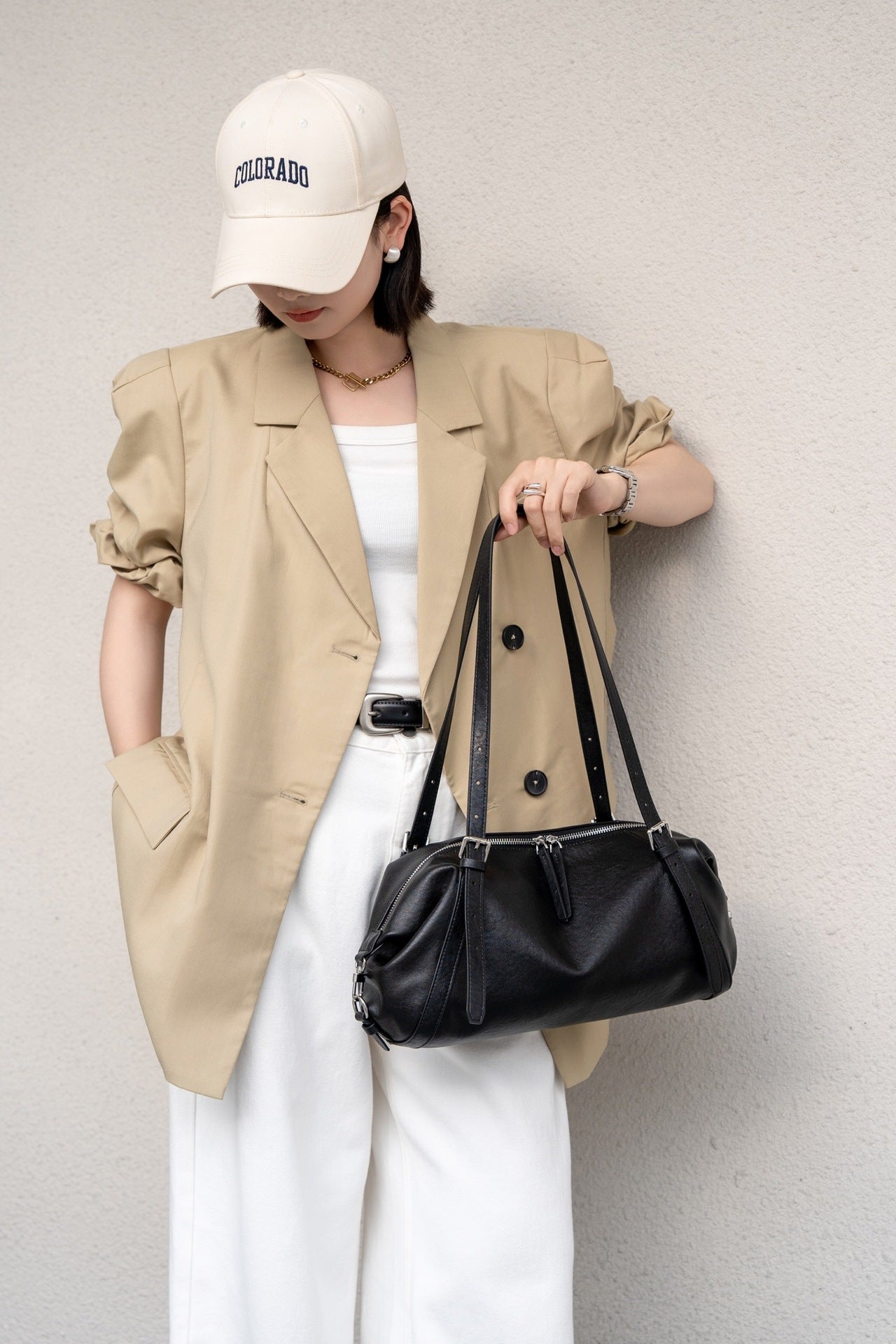 Design Vegetable Tanning Leather Fashion Relaxed Retro Baguette Large Capacity Bags