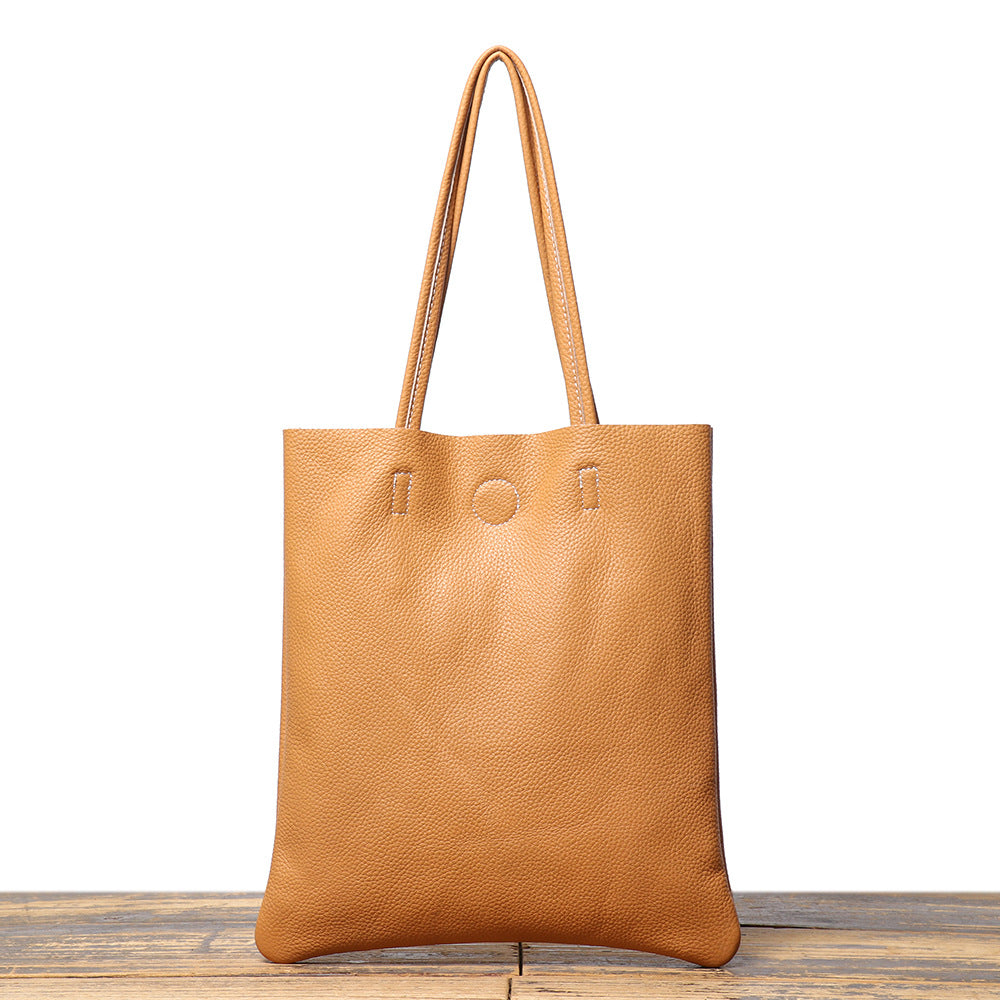 Women's Genuine Leather Simple Easy Matching Large Capacity High Sense Trendy Tote Bag