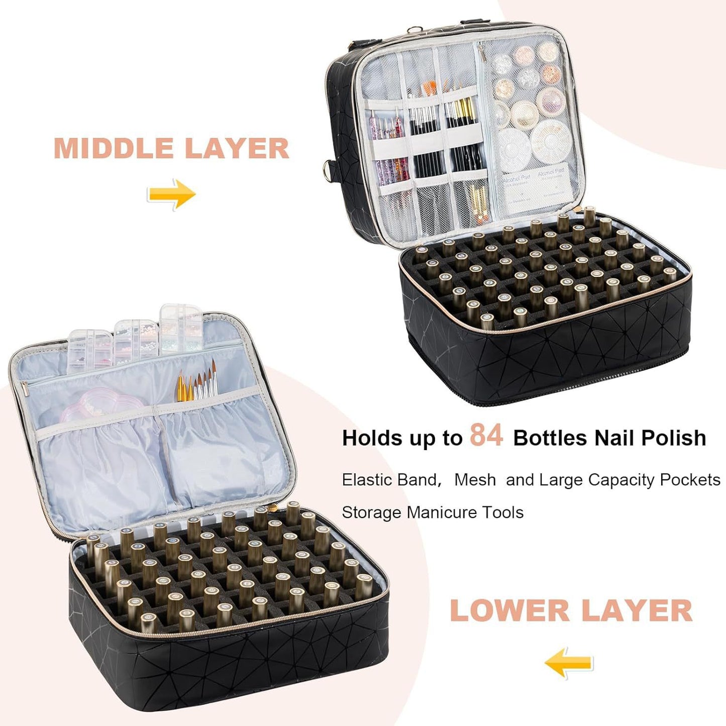 Nail Art Storage Detachable Portable Grid Large Makeup Bag