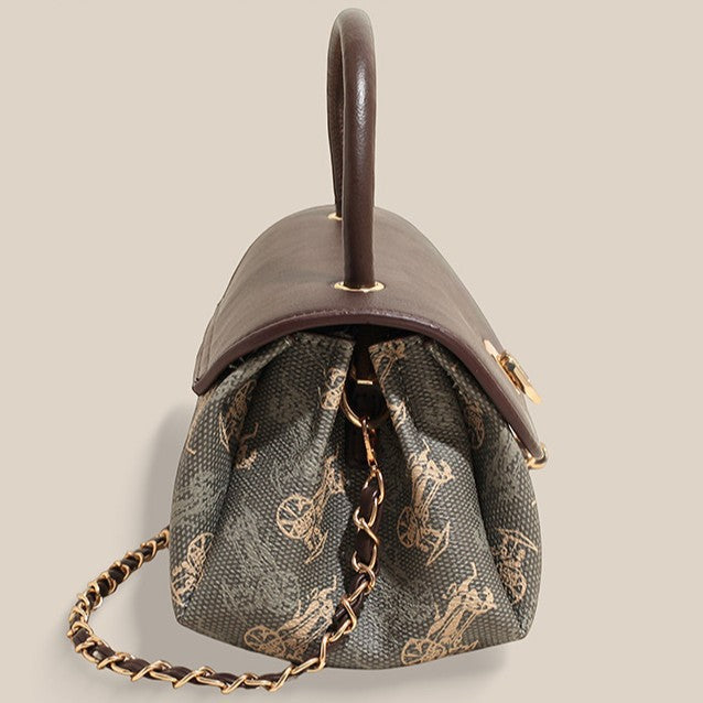 Women's Advanced Texture Printed Korean Style Trendy Chain Bags