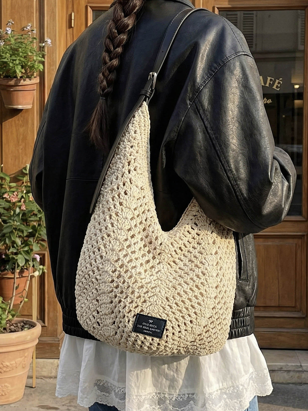 Women's Loose Large Capacity Summer Hollow Woven Tote Bags