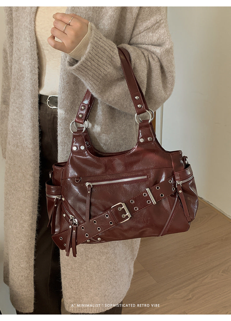 Niche Retro Motorcycle Mori Cute Large Women's Messenger Bag