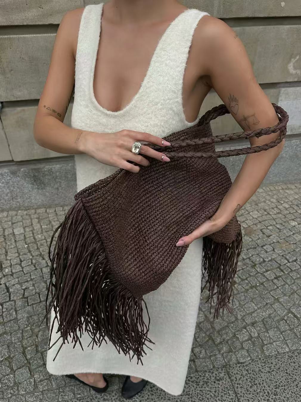 Elegant Casual Women's Fashion Woven Design Women's Shoulder Bag