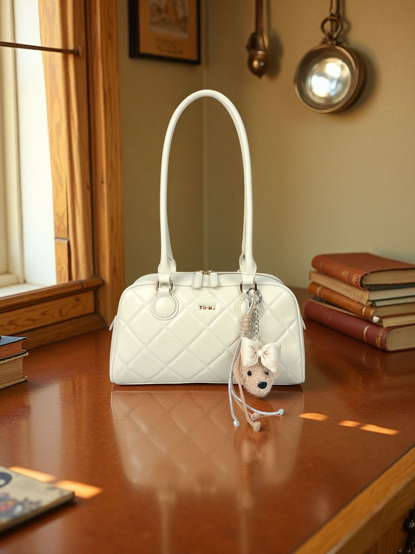 Women's Style Flower Moment Underarm Rhombus Boston Women's Shoulder Bag