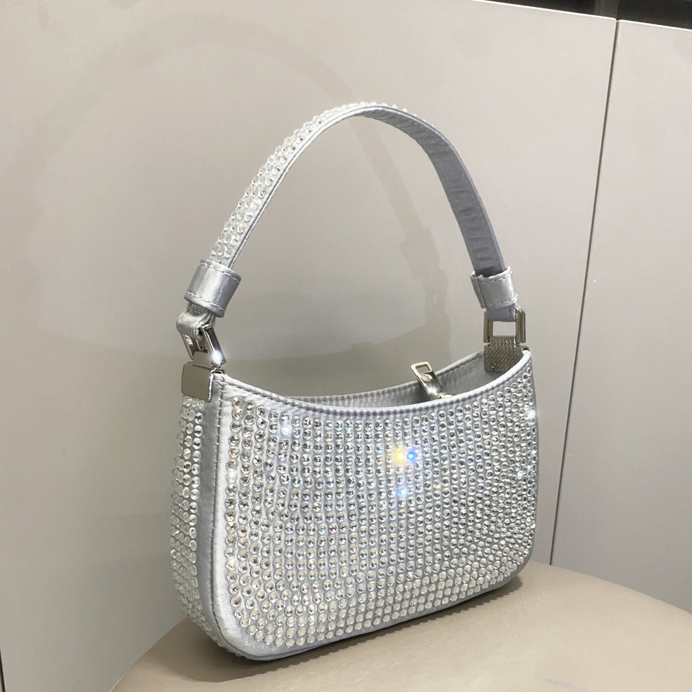 Women's Shiny Diamond Underarm Lady's Chain Dinner Bags