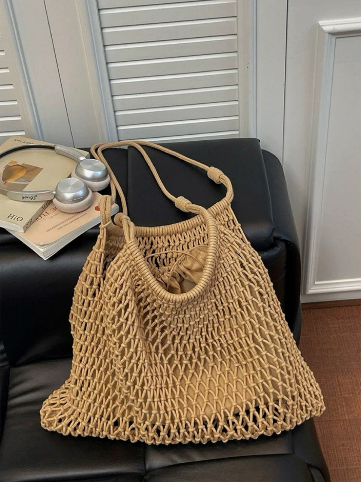 Women's Niche Lazy Large Capacity Handmade Vacation Weaving Style Tote Bag