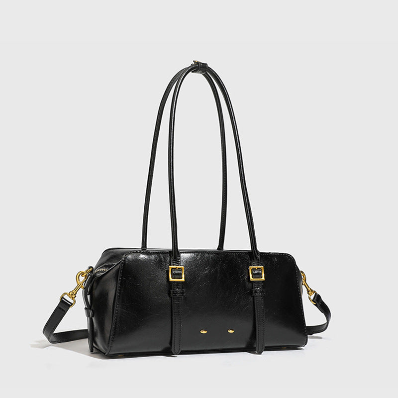 Boston Long Oil Wax Baguette Female Underarm Bag