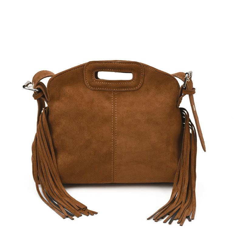 Women's Suede Fashion Retro Simple Texture Tassel Women's Shoulder Bag