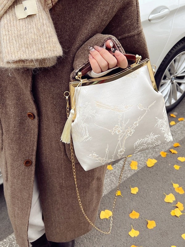 Women's High-grade Retro Yarn Portable Tassel Chinese Single Cheongsam Handmade Purses