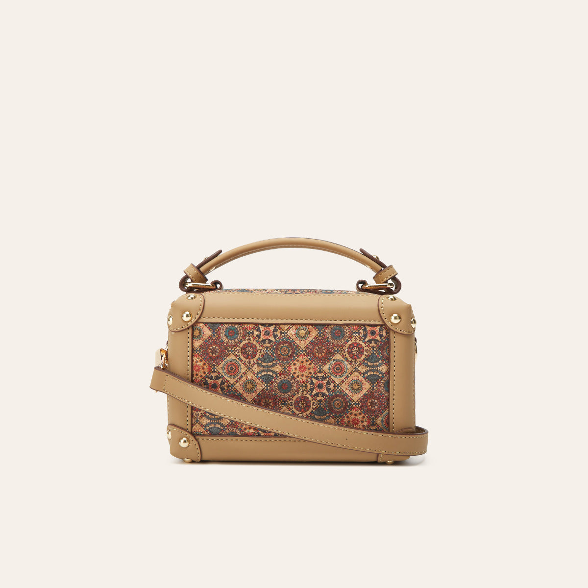 Ethnic Print Cork Tree Leather Bohemian Women's Handbag