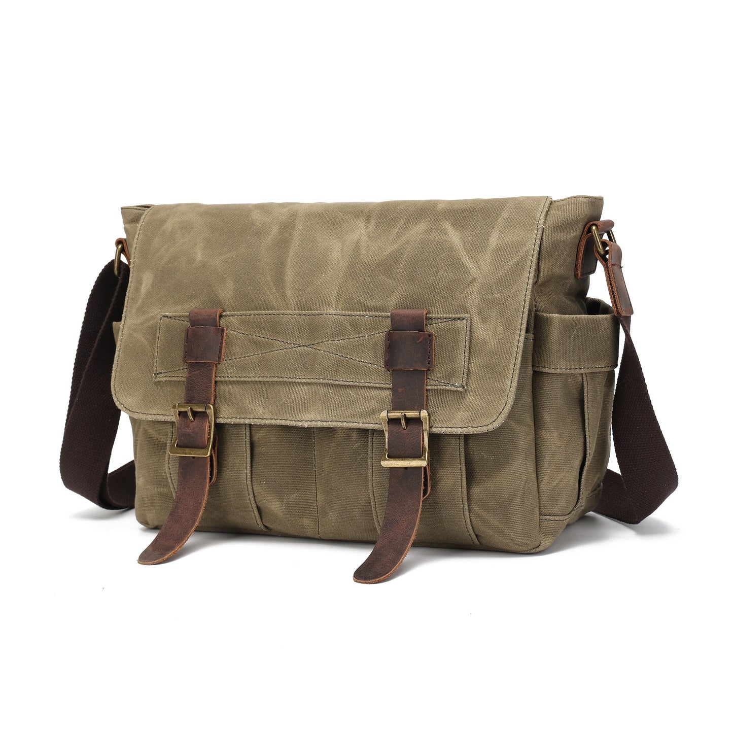 Retro Waxed Large Capacity Portable Contrast Color Fashion Men's Messenger Bag