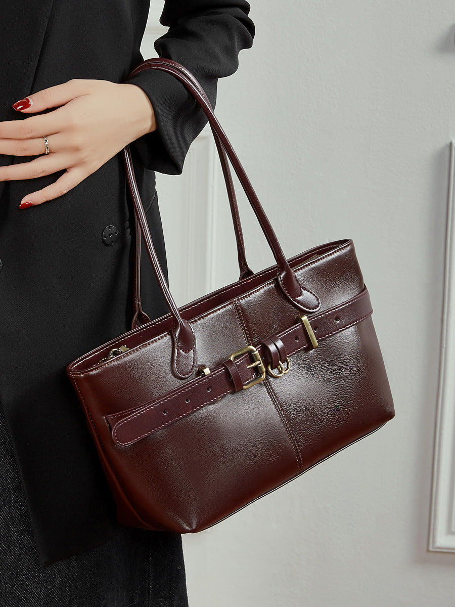 Women's Genuine Leather Winter Niche Commuter Vegetable Women's Shoulder Bag