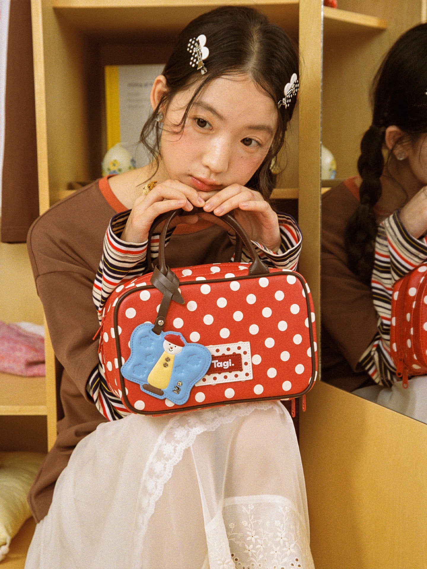 Picnic Bowling Storage Polka Dot Leopard Women's Handbag