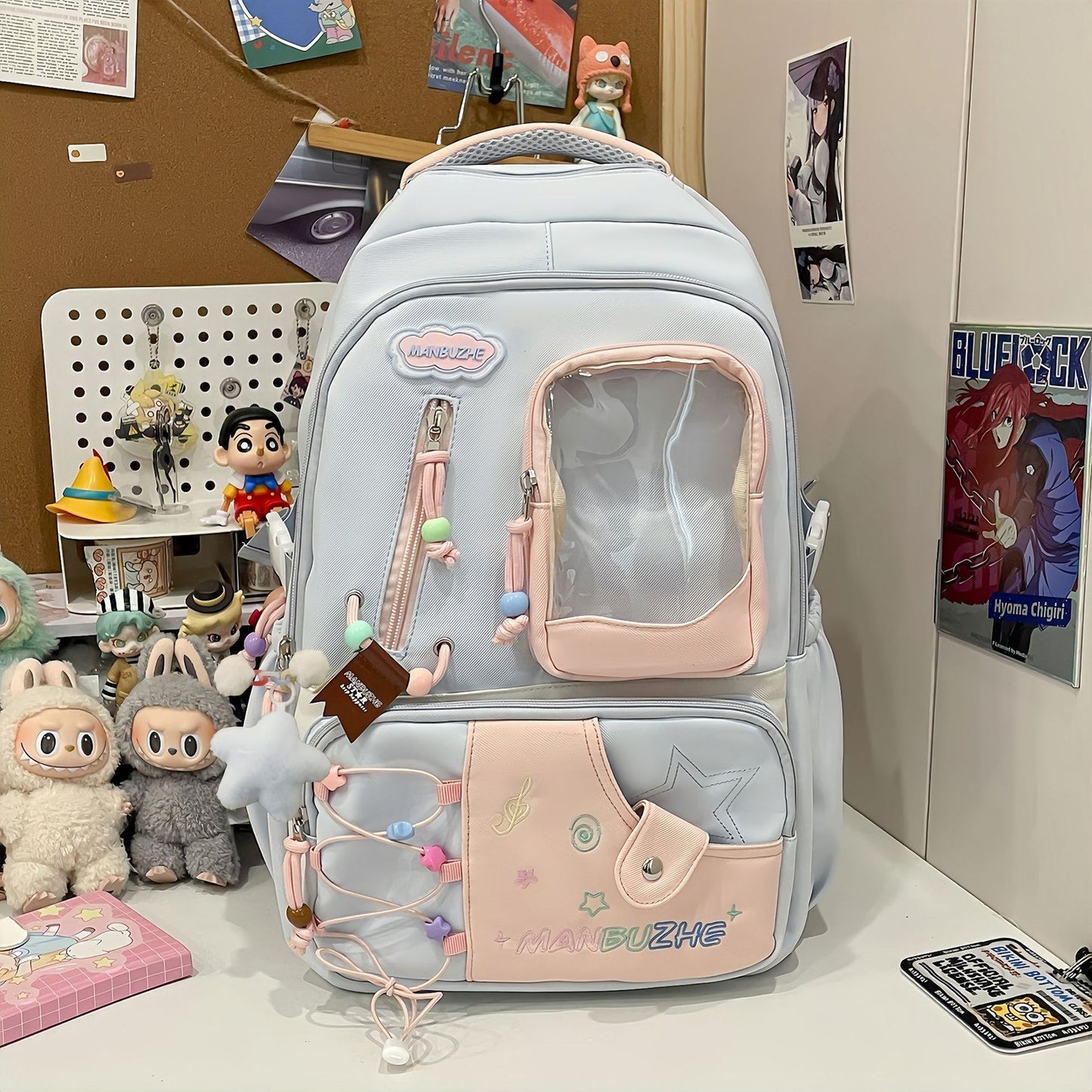 Good-looking Fresh Sweet Dopamine Transparent Bar Cartoon Junior Leisure Backpack