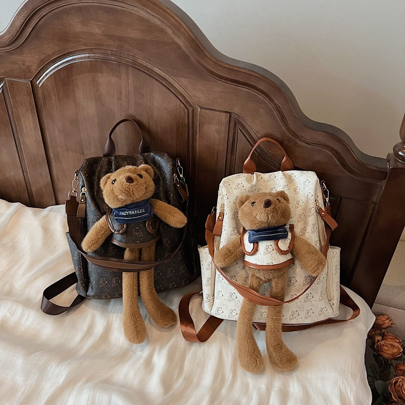 Women's Cute Bear College Style Large Capacity Simple Lightweight Bags