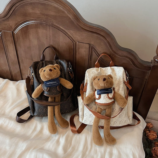Women's Cute Bear College Style Large Capacity Simple Lightweight Bags