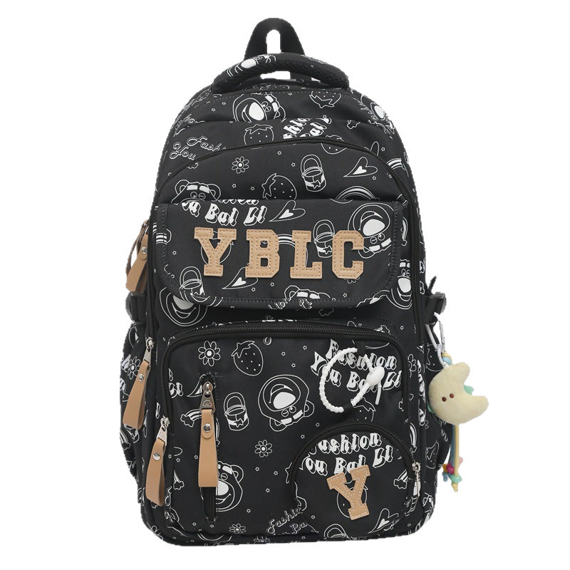 Women's & Men's Couple Large Capacity Nylon Printed Waterproof Leisure Backpack