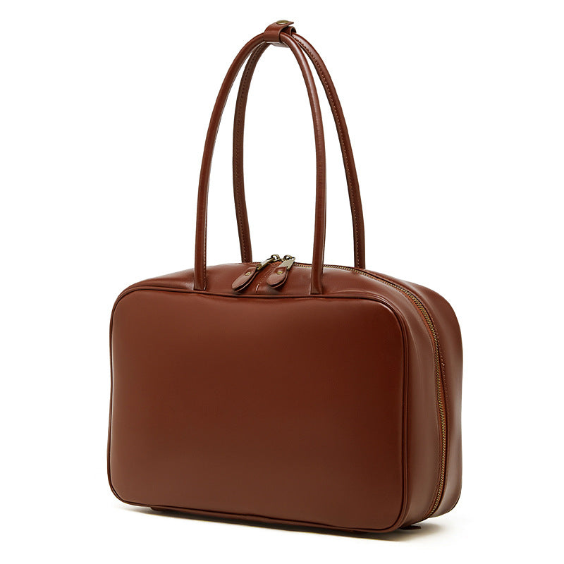 Trendy Beautiful Women's Niche Leather Bowling Bags