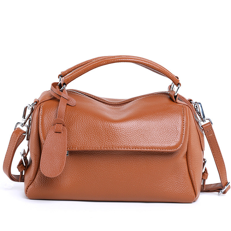 Women's Genuine Leather Portable Litchi Pattern First Layer Cowhide Bags