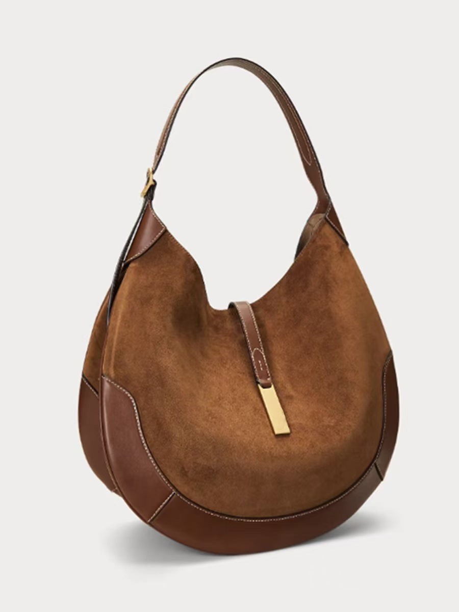 Retro Large Capacity Totes Dumpling Portable Selenodont Suede Women's Messenger Bag