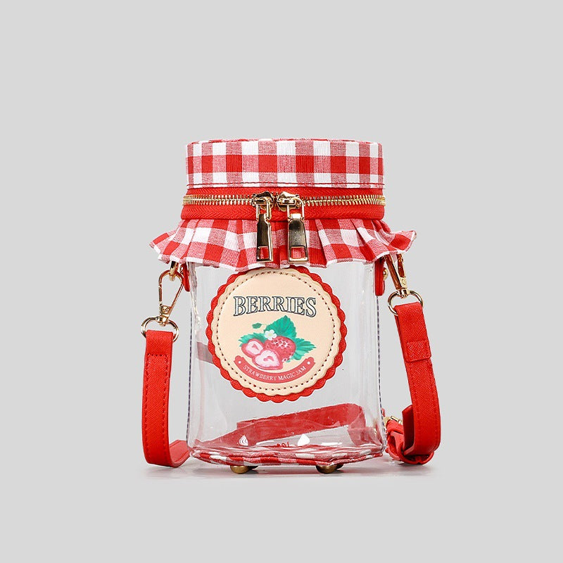 Design Cute Strawberry Jam Heart Creative Transparent Women's Messenger Bag