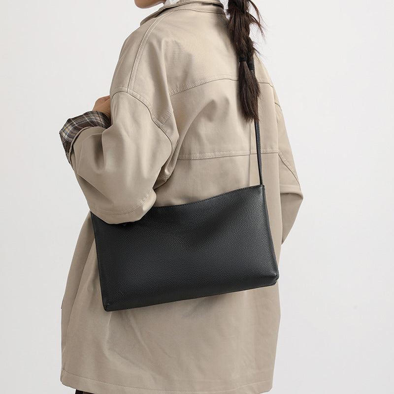 Women's Genuine Leather Large Capacity Totes Korean Style Simple Women's Messenger Bag
