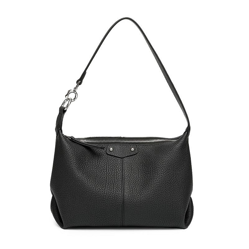 Women's Layer Cowhide Dark Brown Lychee Pattern Commuter One Women's Messenger Bag