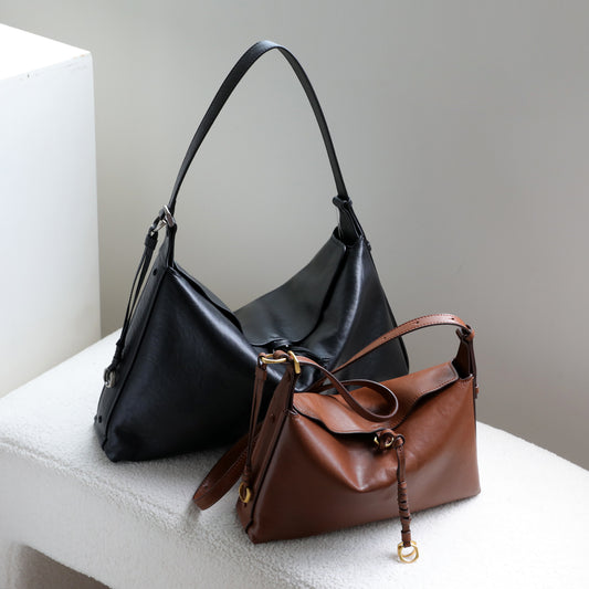 Retro Vegetable Tanned Leather Cowhide Lazy Bags