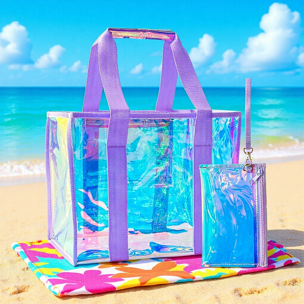 Women's Colorful Portable Waterproof Gel Beach Tote Bag