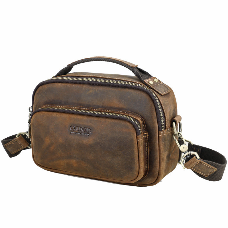 Men's Black Angel Retro Crazy Horse Genuine Bags