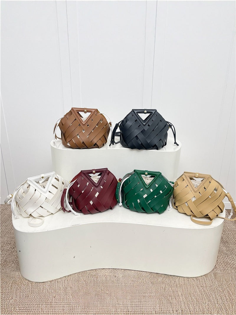 Women's Woven Fashion Triangle Magnetic Snap Commute Design Bags